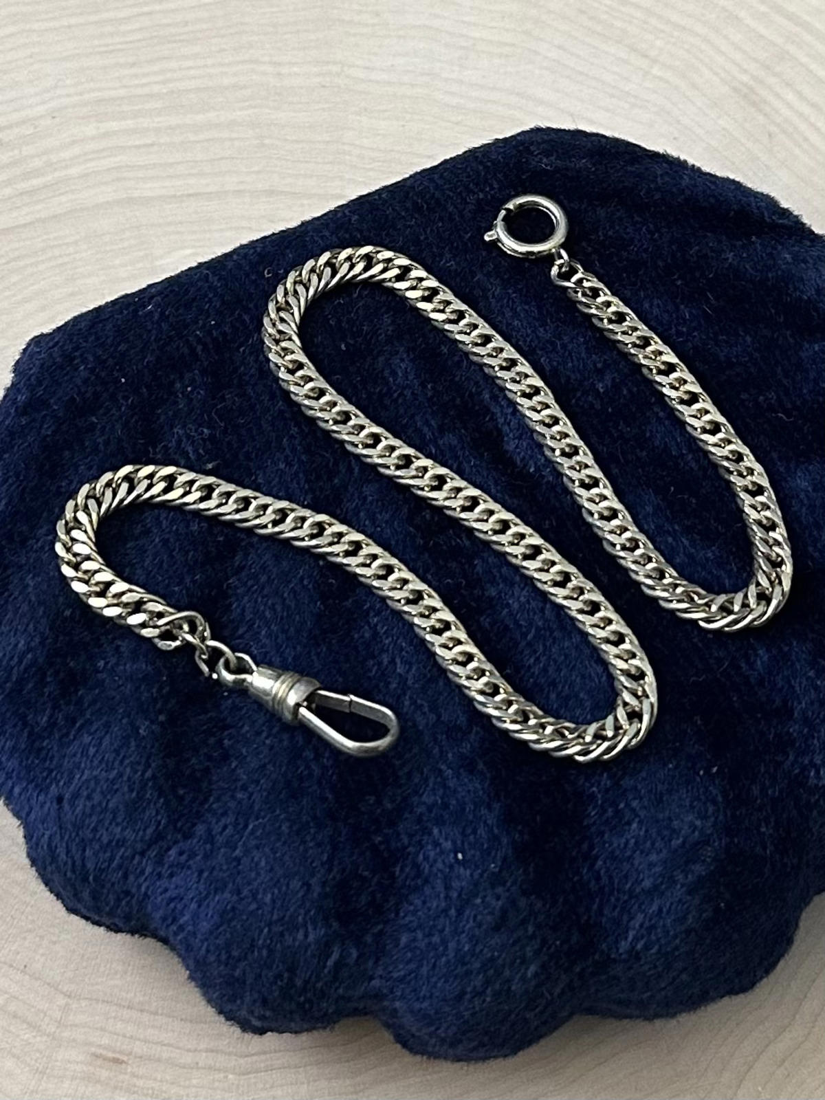 Vintage Midcentury Gold Tone Flat Curb Link Watch Chain Dog Clip Clasp 13"
