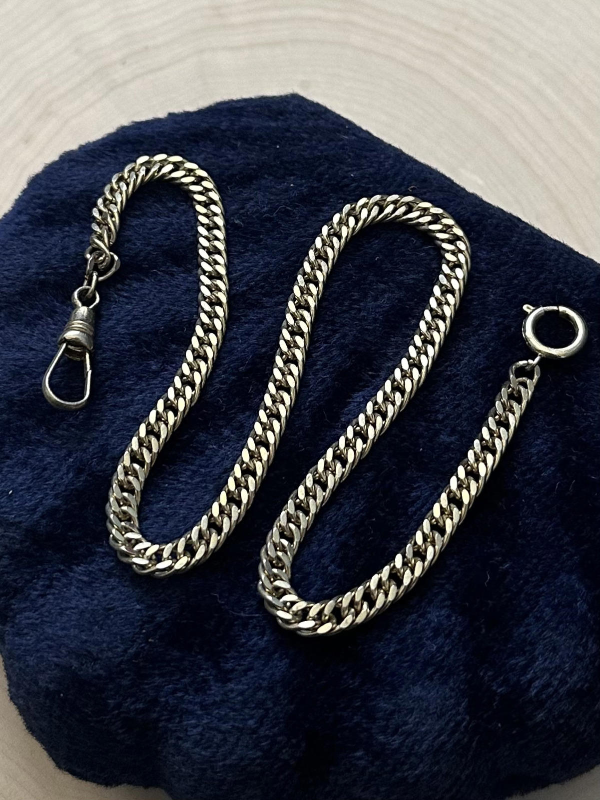 Vintage Midcentury Gold Tone Flat Curb Link Watch Chain Dog Clip Clasp 13"