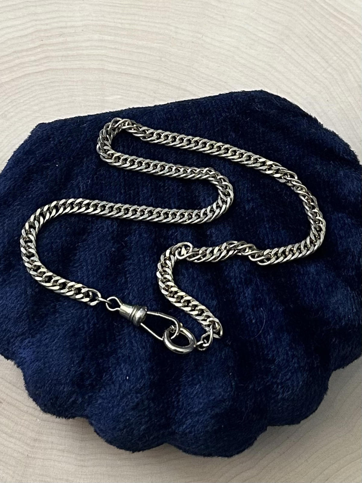 Vintage Midcentury Gold Tone Flat Curb Link Watch Chain Dog Clip Clasp 13"