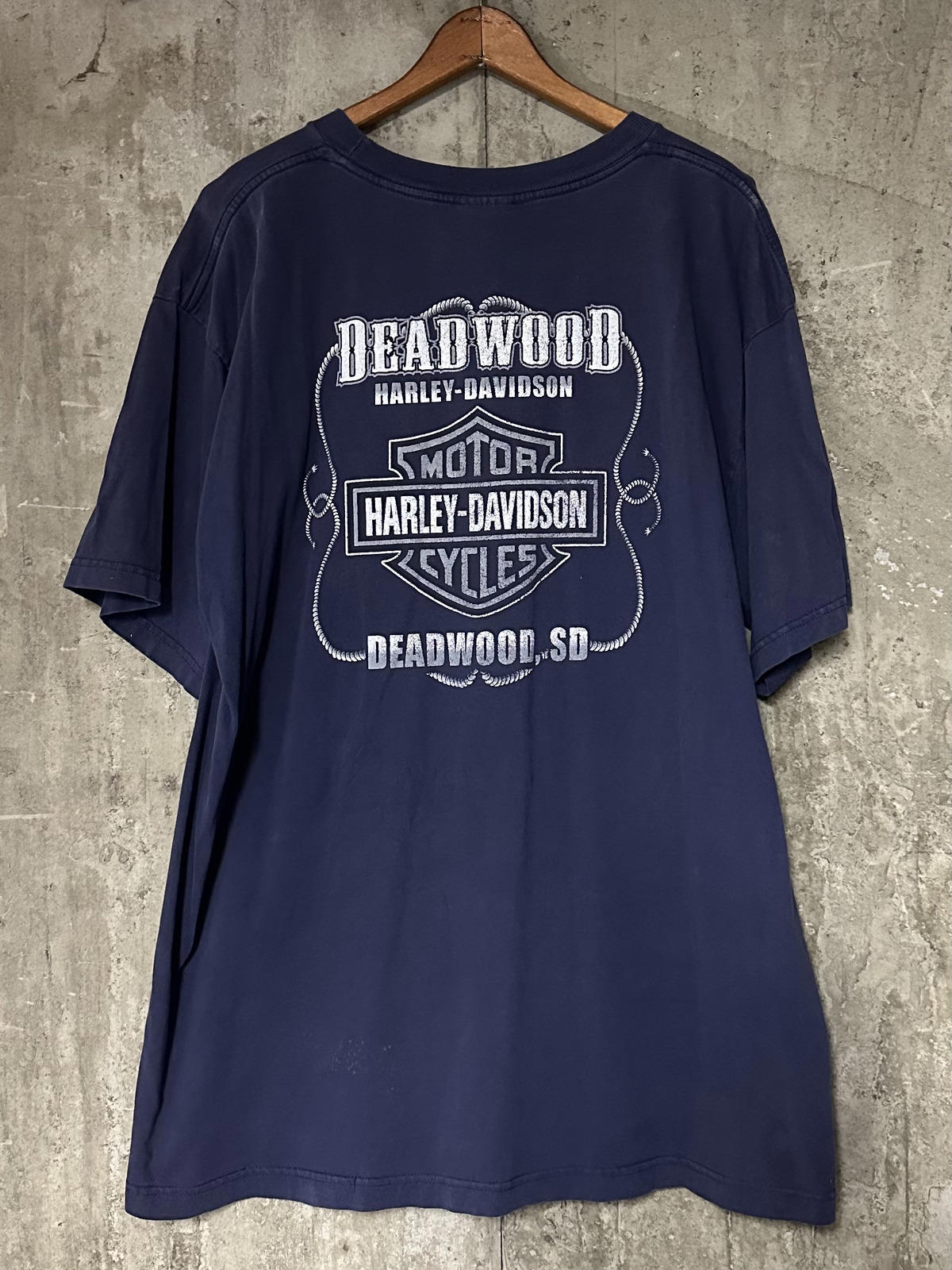 Y2K 2008 Harley Davidson Deadwood South Dakota Navy Blue Tee 2XL