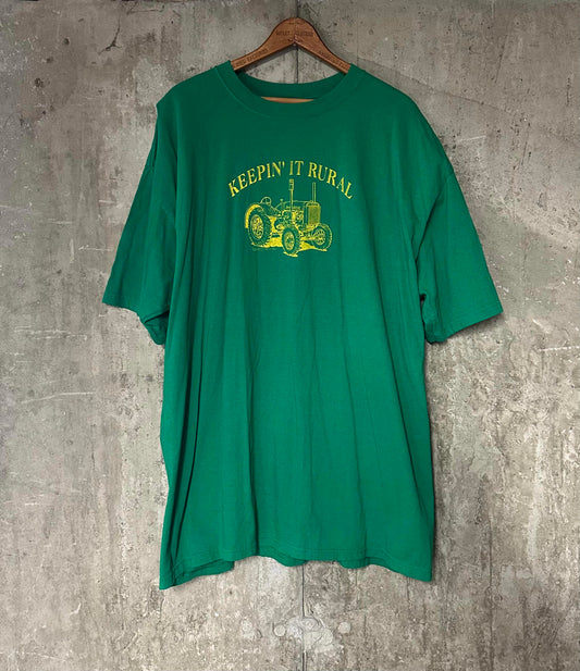 Vintage Y2K John Deere Keepin it Rural Tractor Green Cotton Anvil Tee 3X