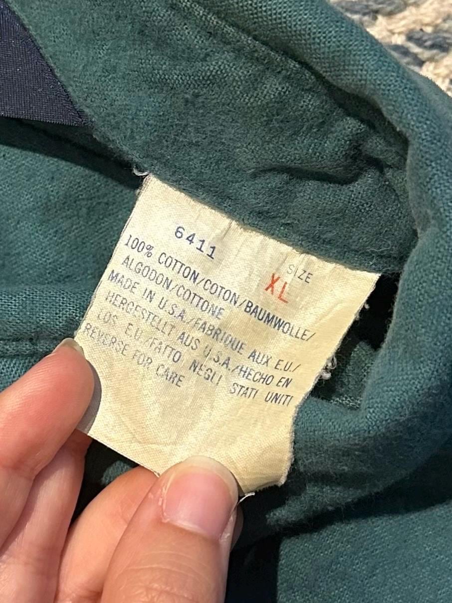Vintage Circa 1980s WOOLRICH Teal Cotton Flannel Button Long Sleeve Shirt XL Made in USA