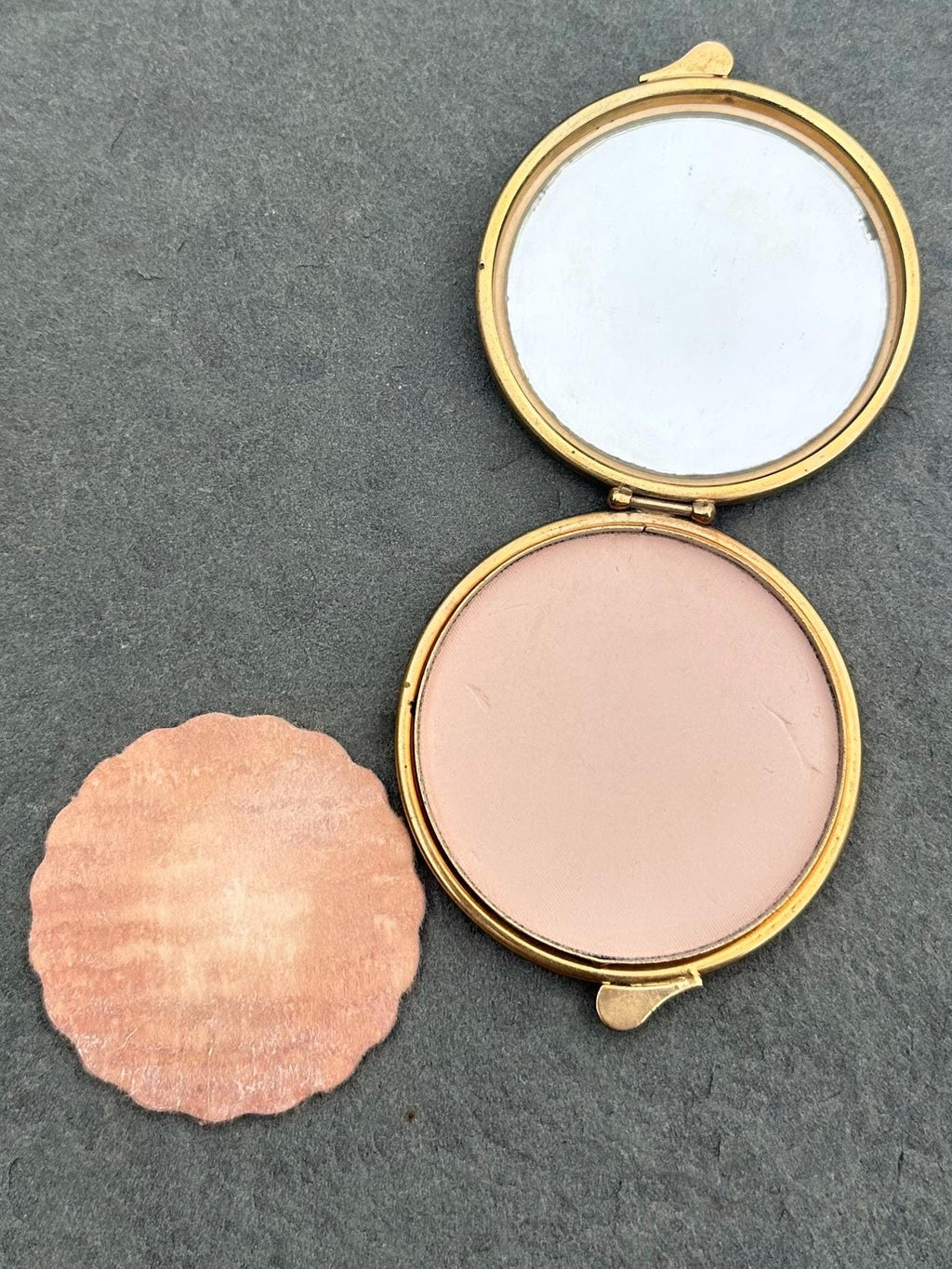 Vintage Circa 1940s 1950s Florentine Gold Embossed Maroon Italian Genuine Leather Mirror Powder Compact Midcentury | NEVER USED