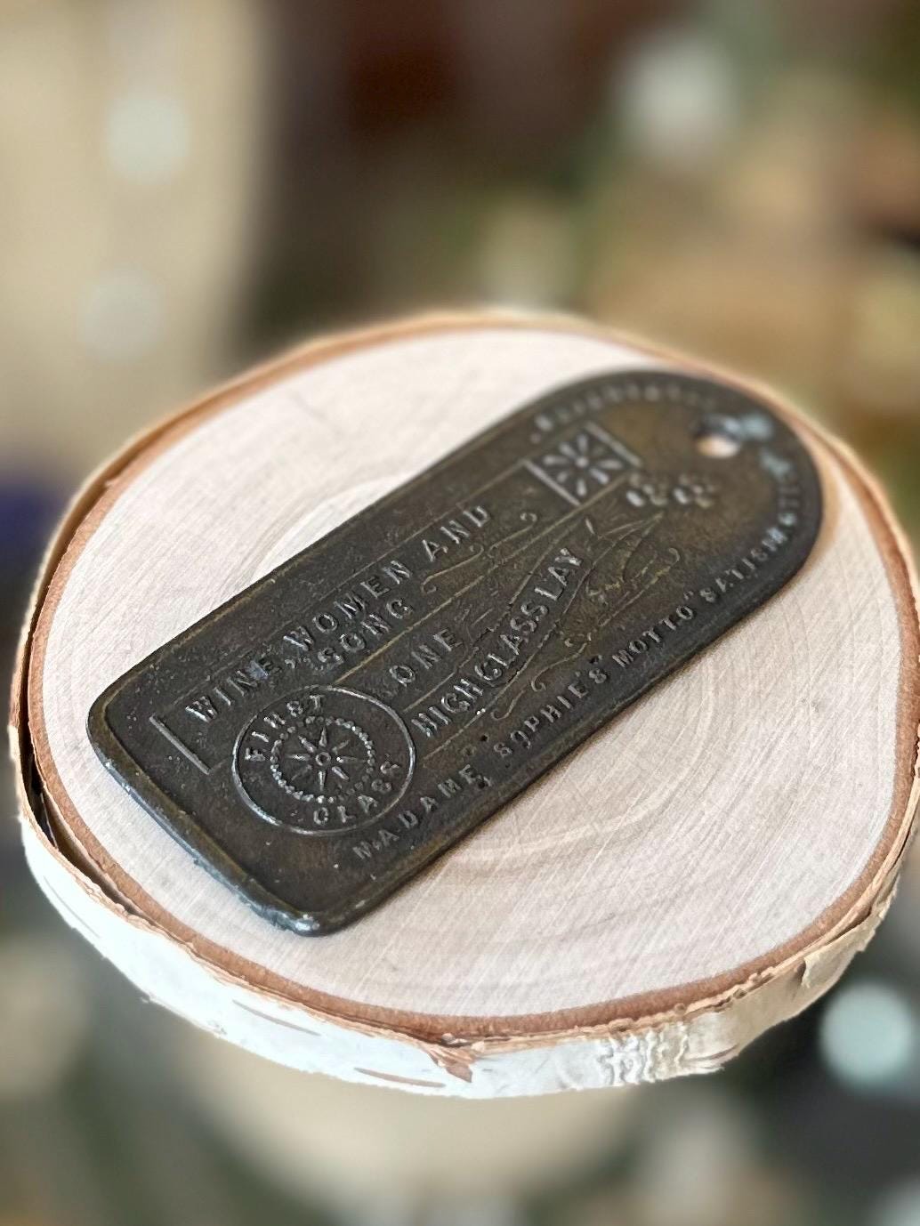 Vintage Reproduction Novelty Hotel de Paris Louis Dupuy Georgetown, Colo. Madame Sophie’s Brothel Metal Key Tag