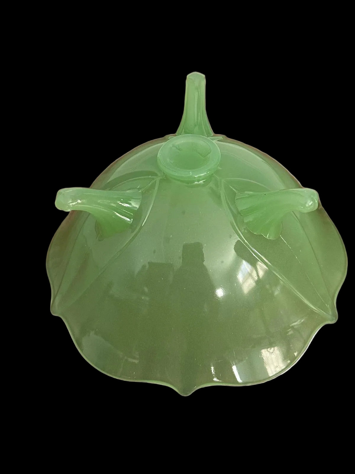 Vintage Jadeite Glass Lotus Footed Bowl & Footed Plate Set