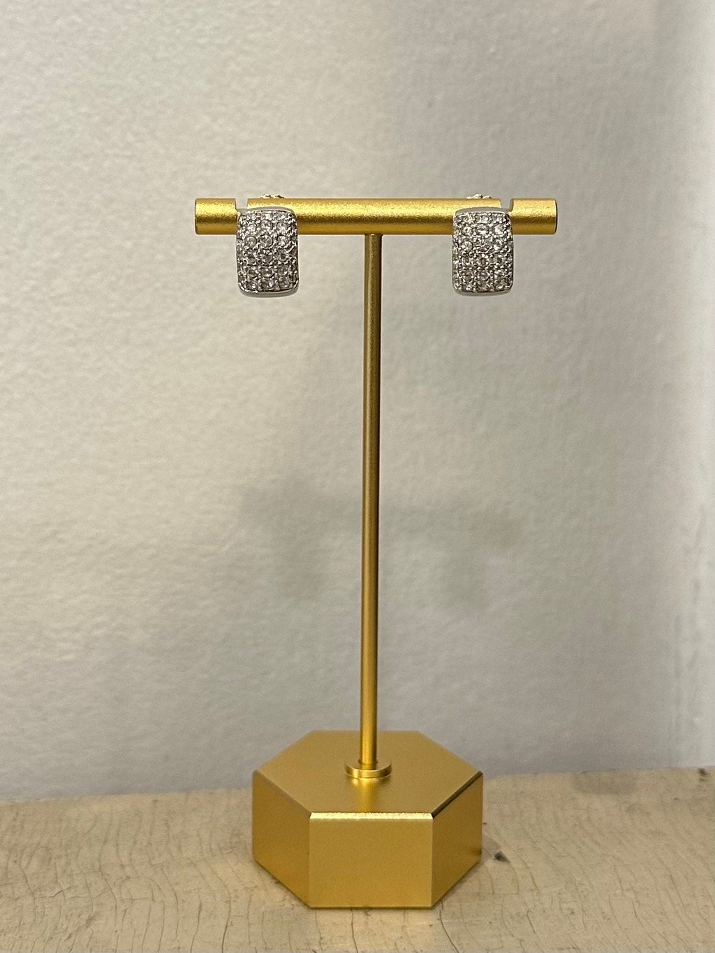 Swarovski Swan Signed Pave Crystal Silver Tone Huggie Earrings | 1990s-Contemporary