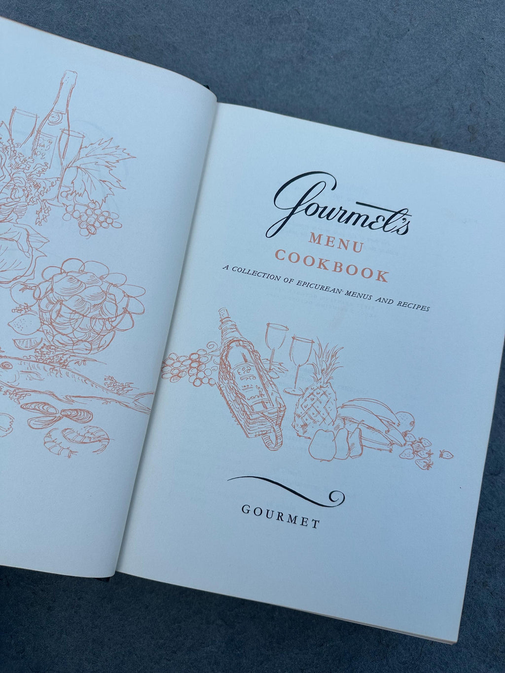 Vintage 1964 Gourmet's Menu Cookbook A Collection of Epicurean Menus and Recipes Illustrated Hardcover Book