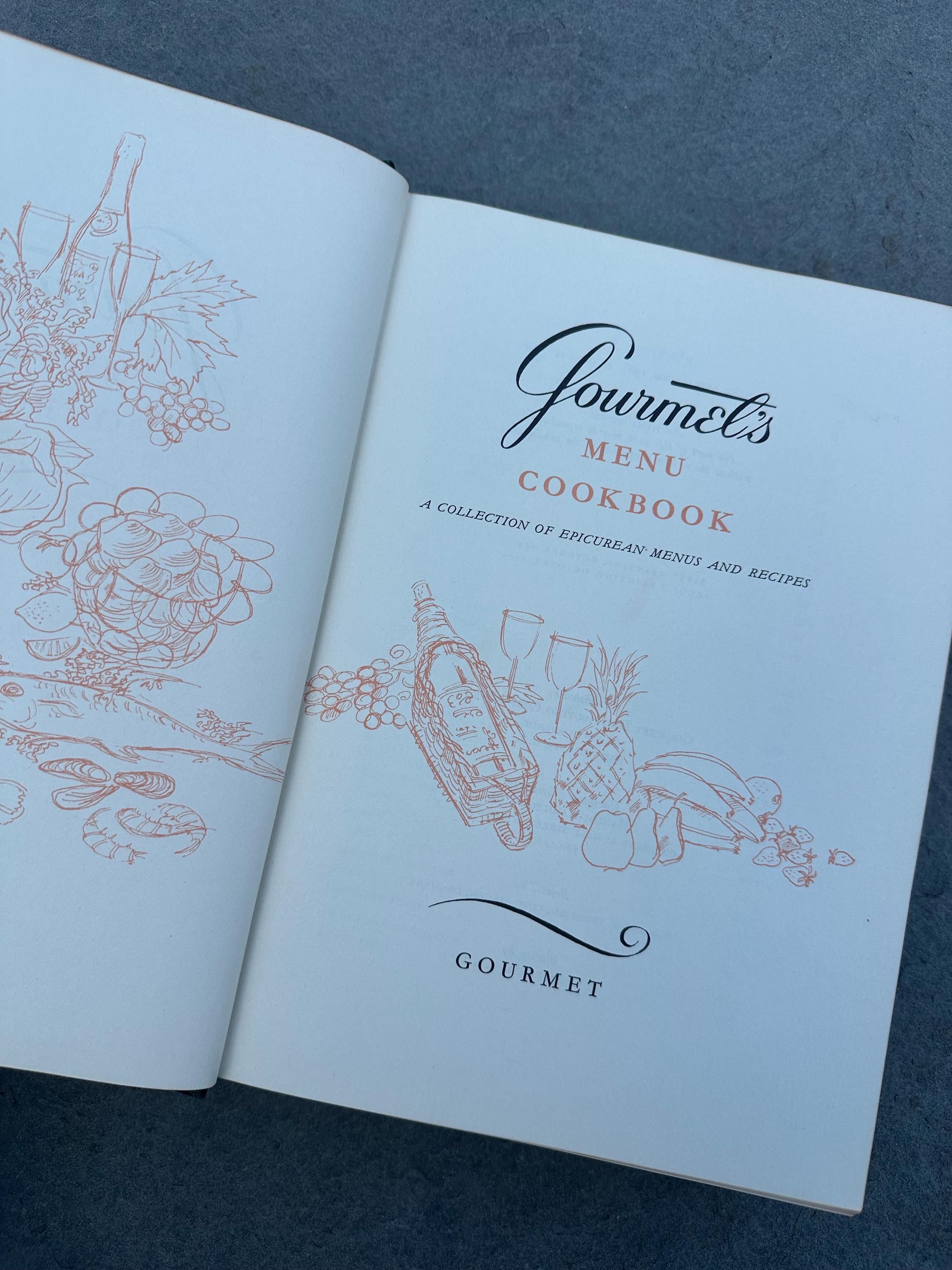 Vintage 1964 Gourmet's Menu Cookbook A Collection of Epicurean Menus and Recipes Illustrated Hardcover Book