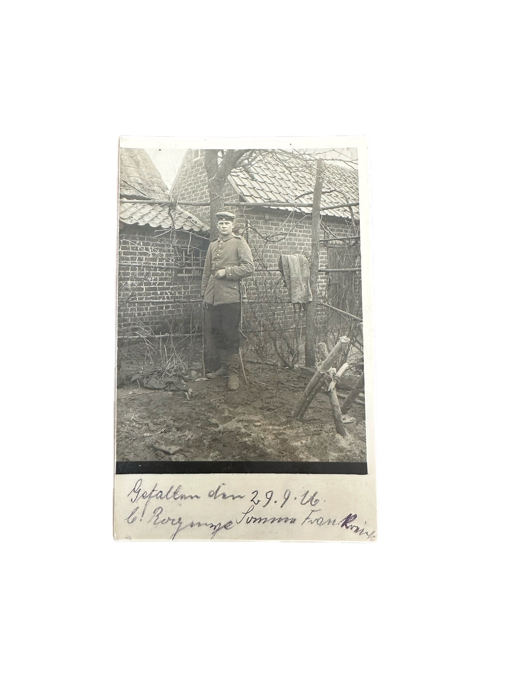 Antique 1916 RPPC Real Photo Postcard German Soldier in Uniform WWI September