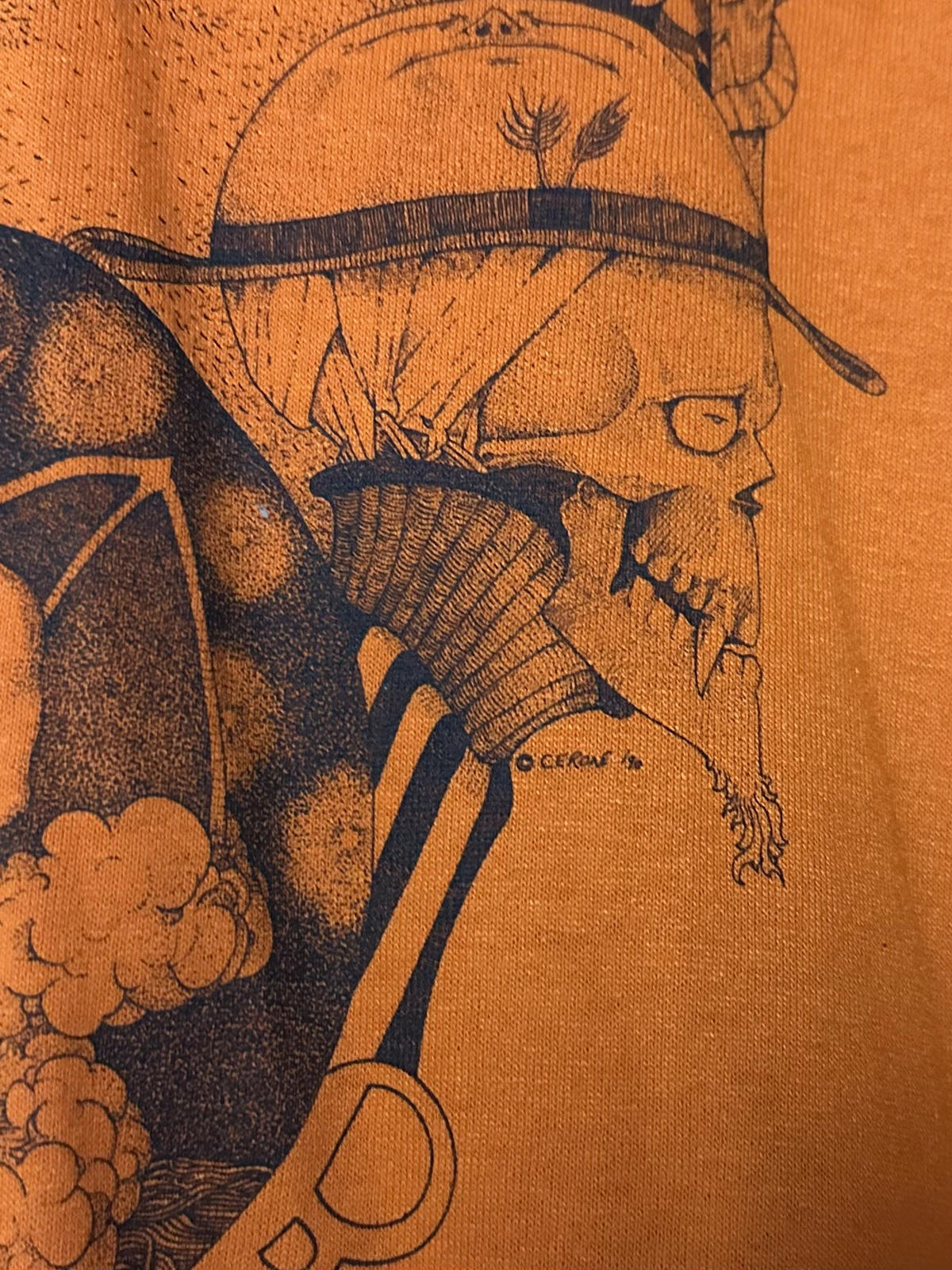 1990 Taurus Zodiac Graphic Tee Cerone Occult Skull Art Single Stitch