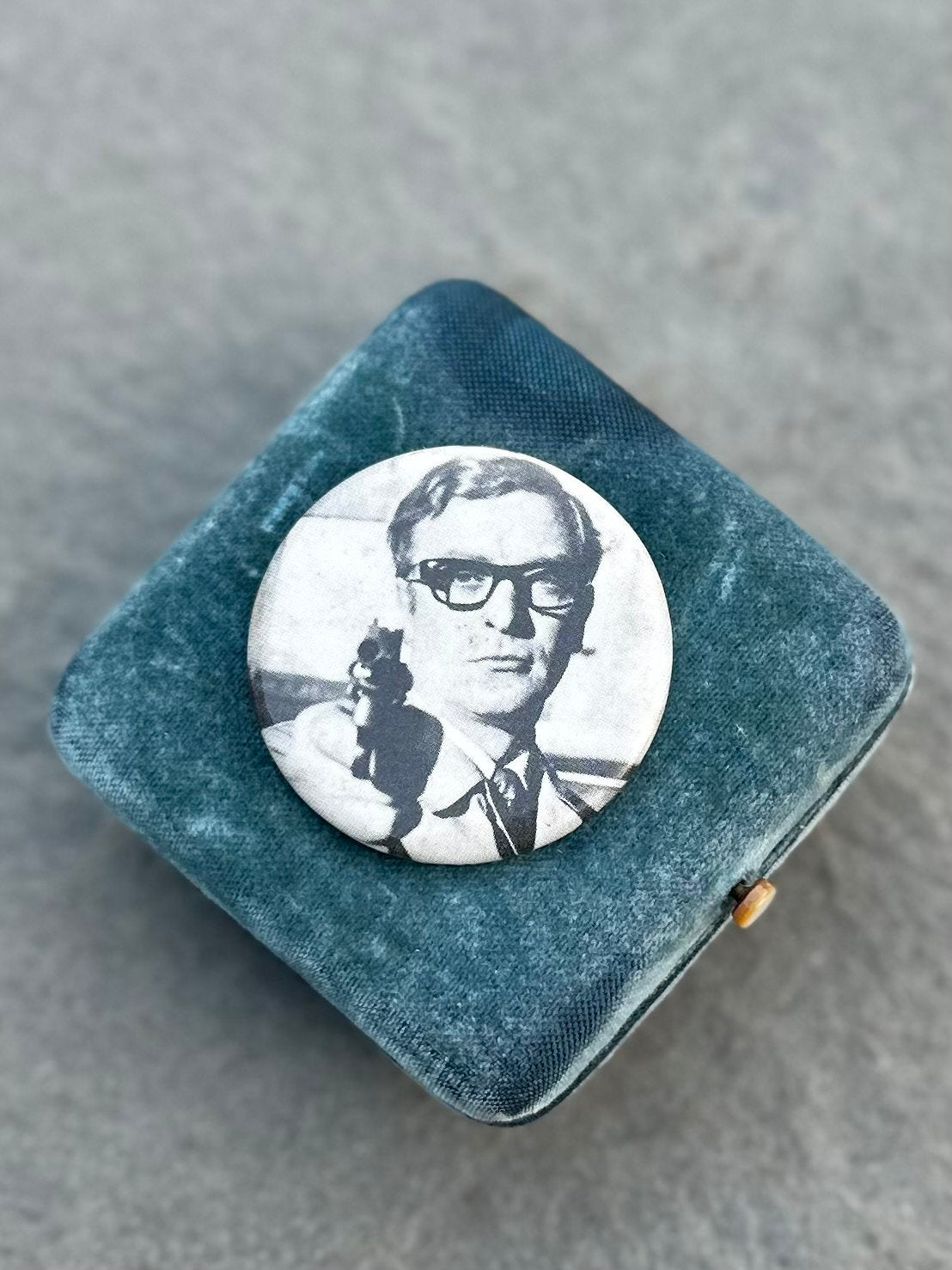 Vintage RARITY Michael Caine The Ipcress File Movie British Spy 1960s Pinback Button Pin B&W 1.7"