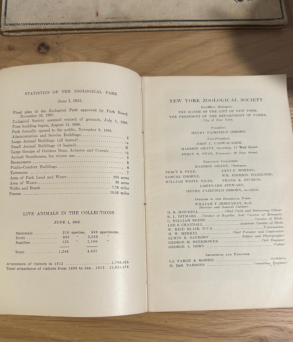 Antique 1913 Popular Official Guide to the New York Zoological Park Illustrated Hardcover Book