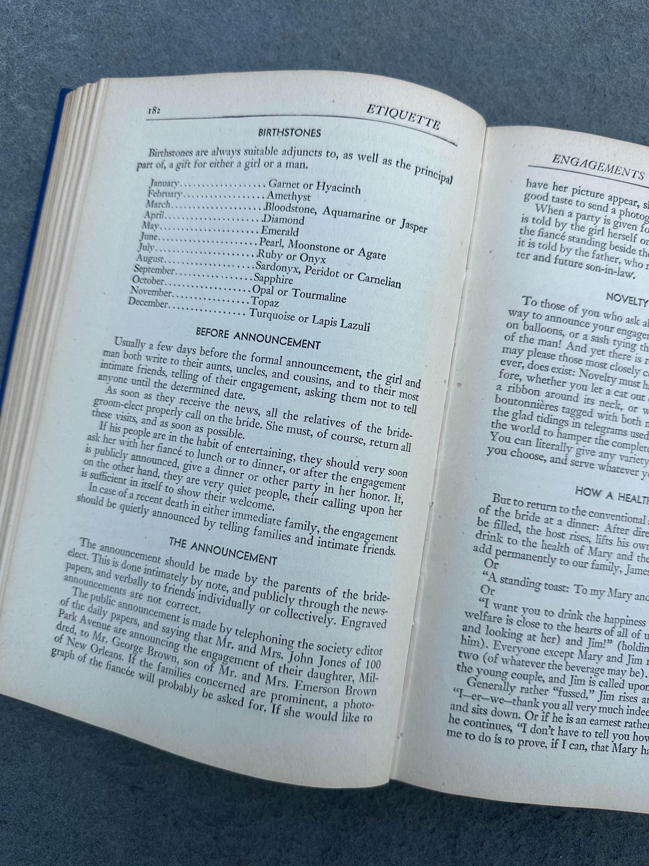 Vintage 1947 Emily Post Etiquette The Blue Book of Social Usage 17th Printing Copyright Edition Illustrated Hardcover Book