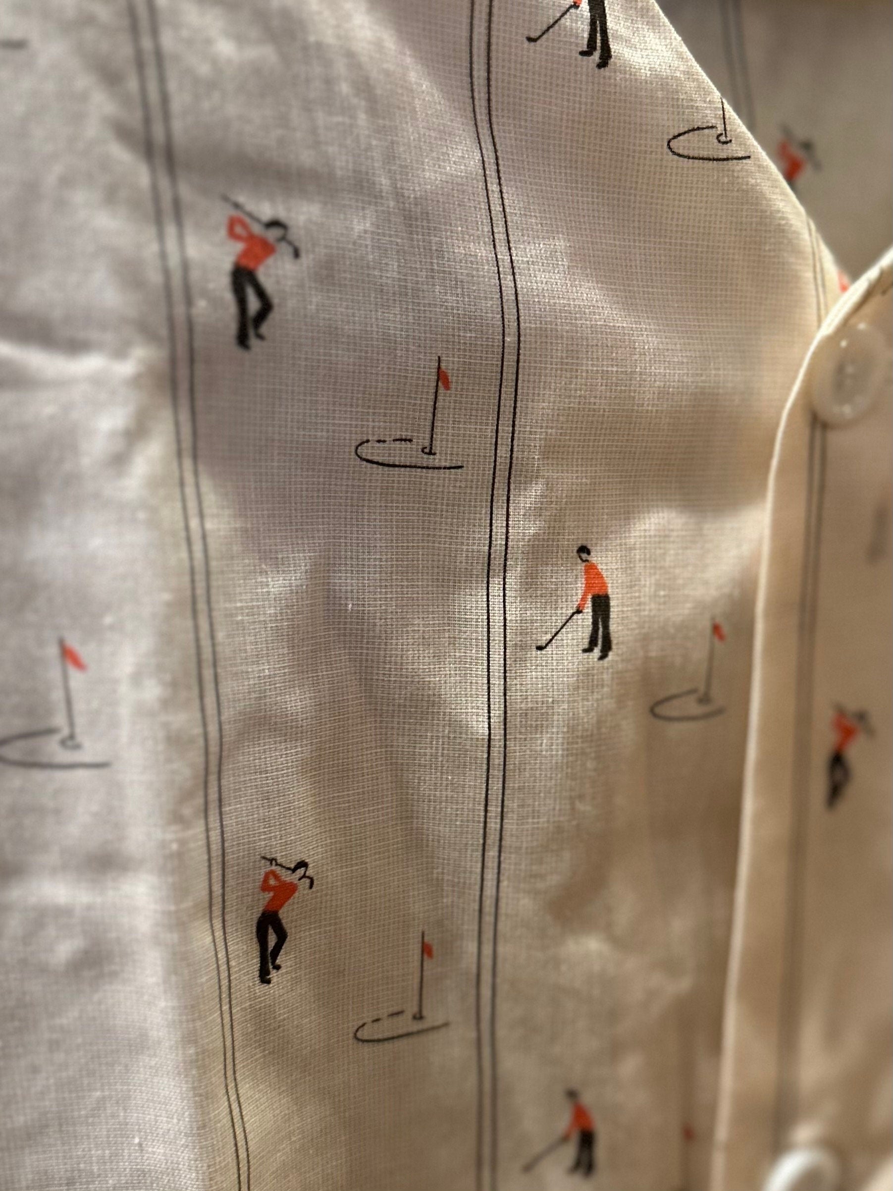 Vintage 1970s Sears The Men's Store Perma-Prest Permanent Press Golf Sleep Pajama Casual Button Up Shirt Size XL