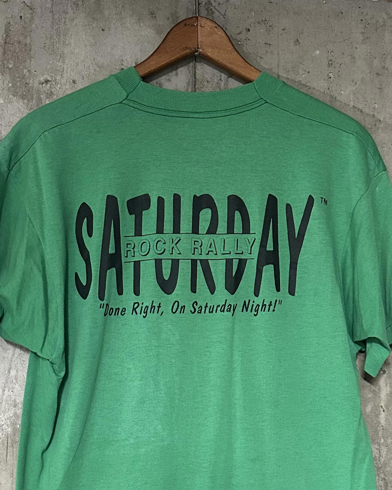 1990s Saturday Rock Rally 516-Bye-Dude Green Single Stitch Tee