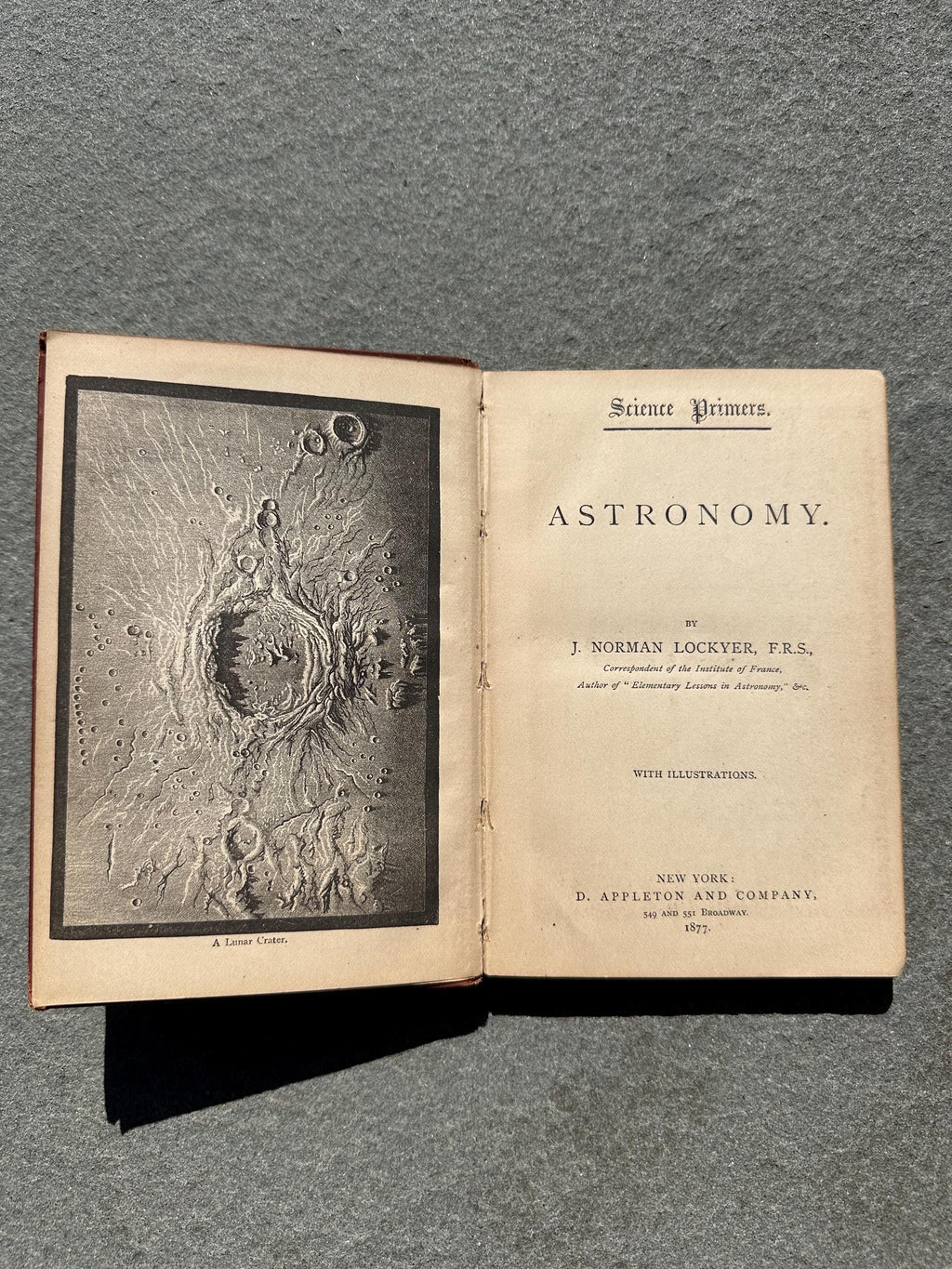 Antique 1877 Astronomy Science Primers Illustrated Hardcover Book by J. Norman Lockyer