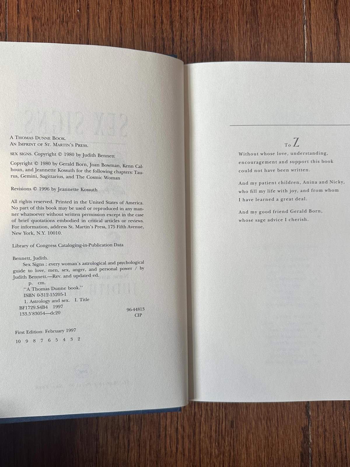 1996 Sex Signs: Every Woman's Astrological & Psychological Guide Hardcover Book