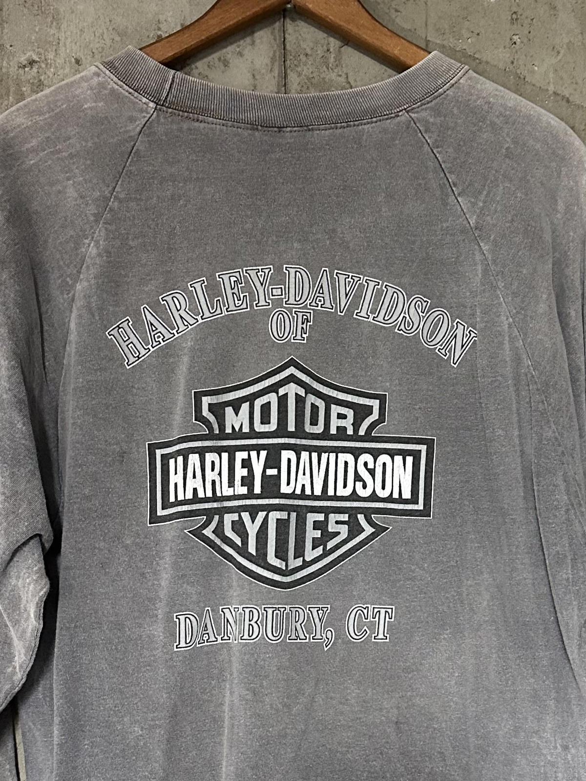 Y2K 2000 Harley Davidson Danbury CT Long Sleeve Faded Thrashed Shirt