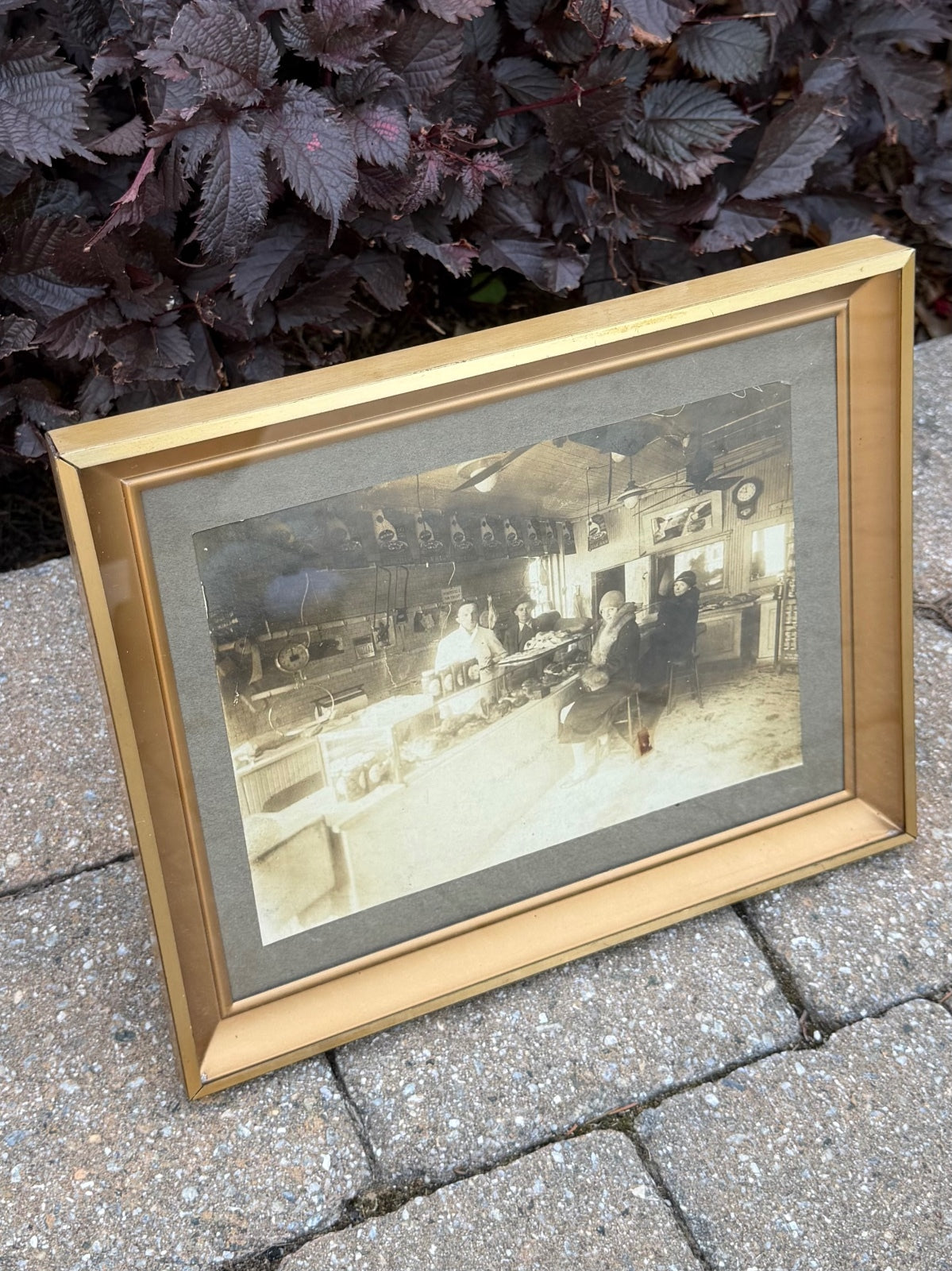 Framed Antique 1900s Cabinet Card General Store Interior Cumberland Market 9x11
