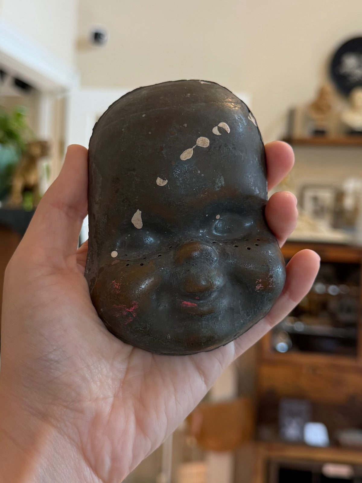 1940s 1950s Cast Metal Baby Doll Face Mold Creepy Industrial Oddity
