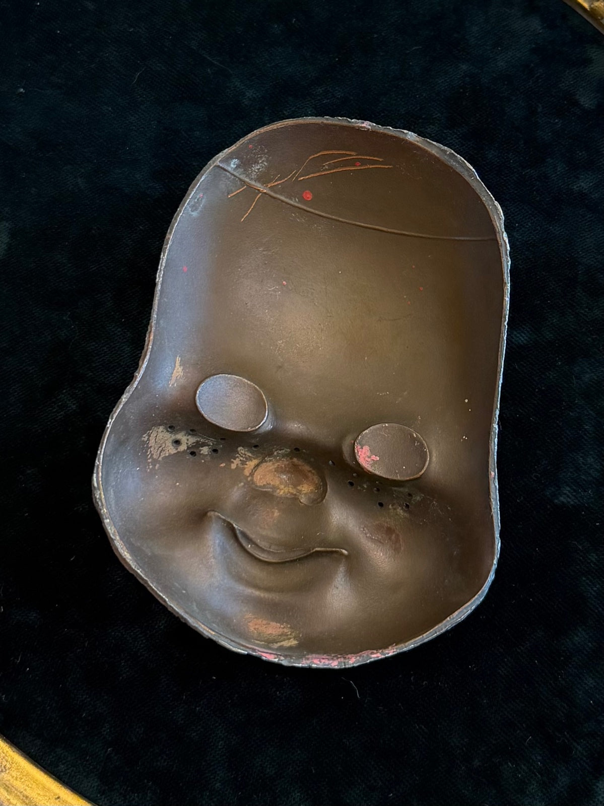 1940s 1950s Cast Metal Baby Doll Face Mold Creepy Industrial Oddity