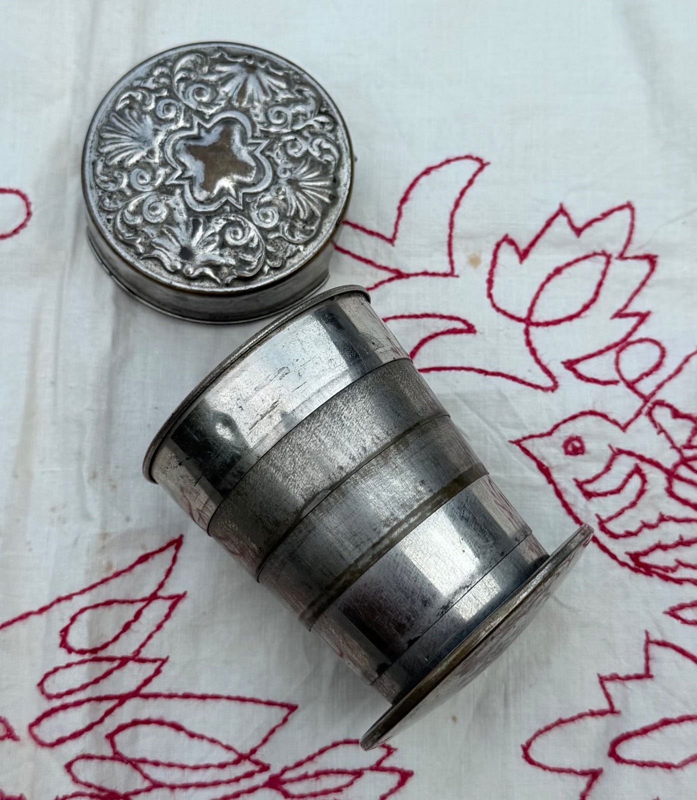 Antique 1897 Patented Metal Collapsible Cyclist Cup Scovill Manufacturing Co.