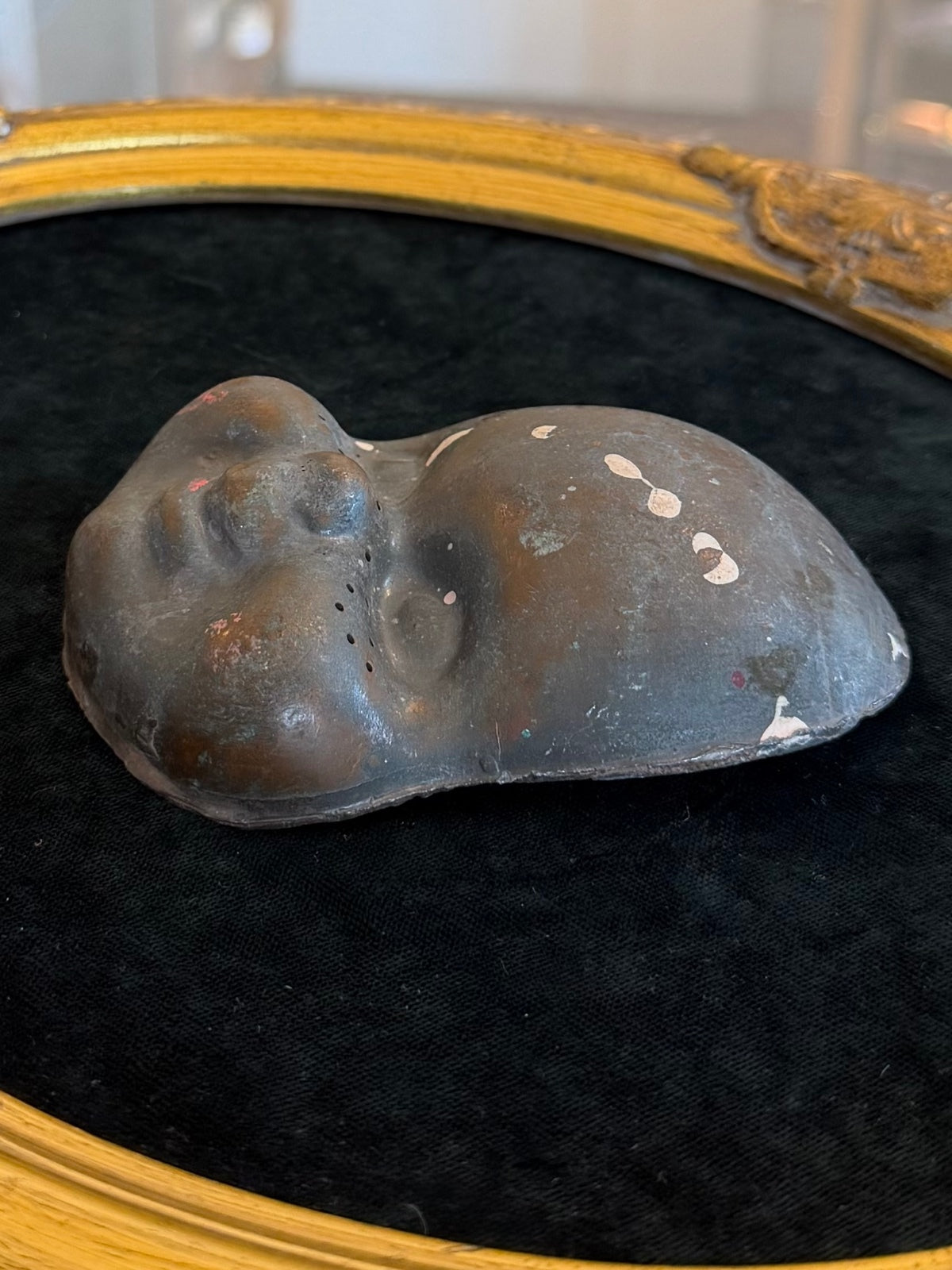 1940s 1950s Cast Metal Baby Doll Face Mold Creepy Industrial Oddity