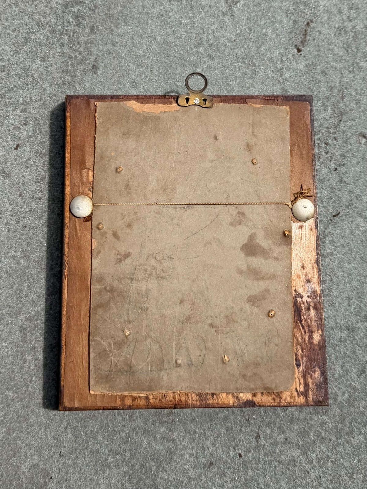 Antique Victorian Gentleman Portrait in Rectangular Black Wood Frame Gold Trim