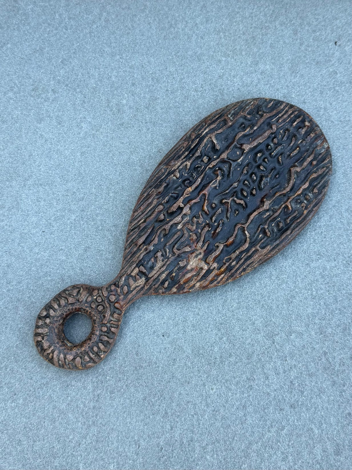 Antique Victorian Folk Art Faux Bois Antler Horn Beveled Glass Hand Mirror