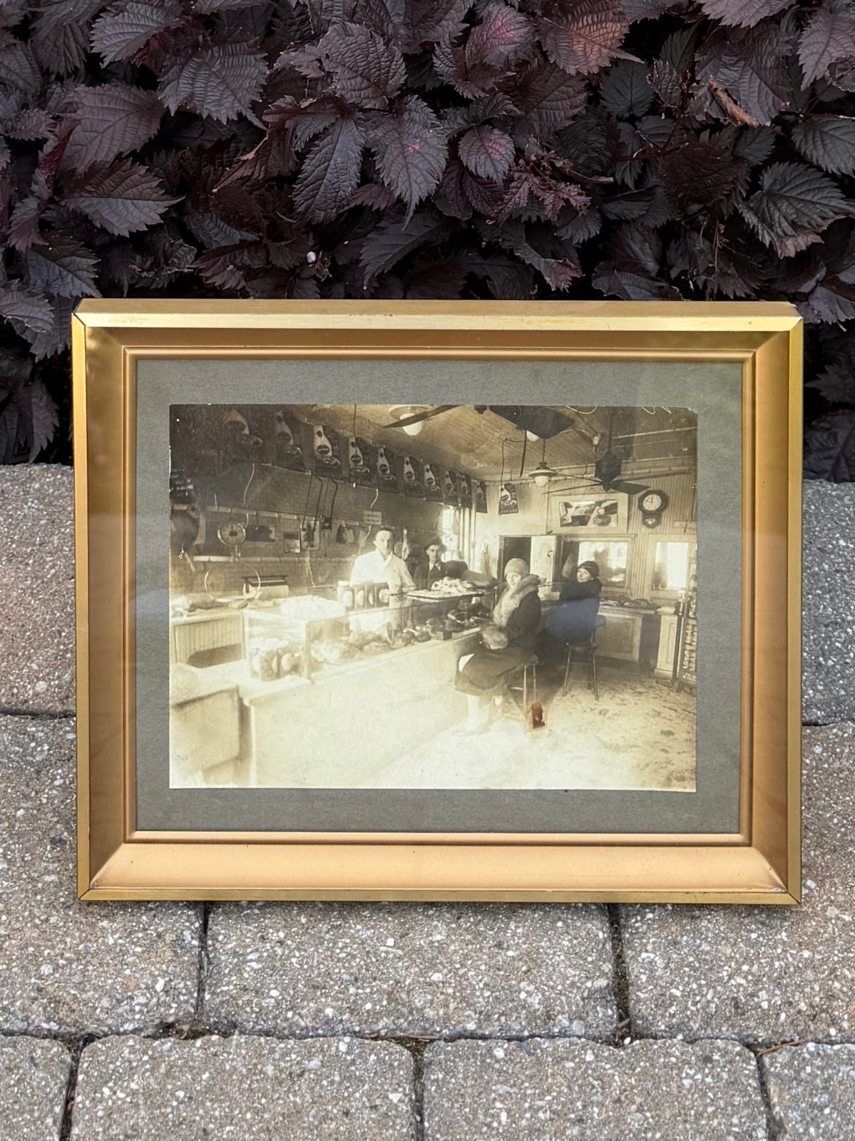 Framed Antique 1900s Cabinet Card General Store Interior Cumberland Market 9x11