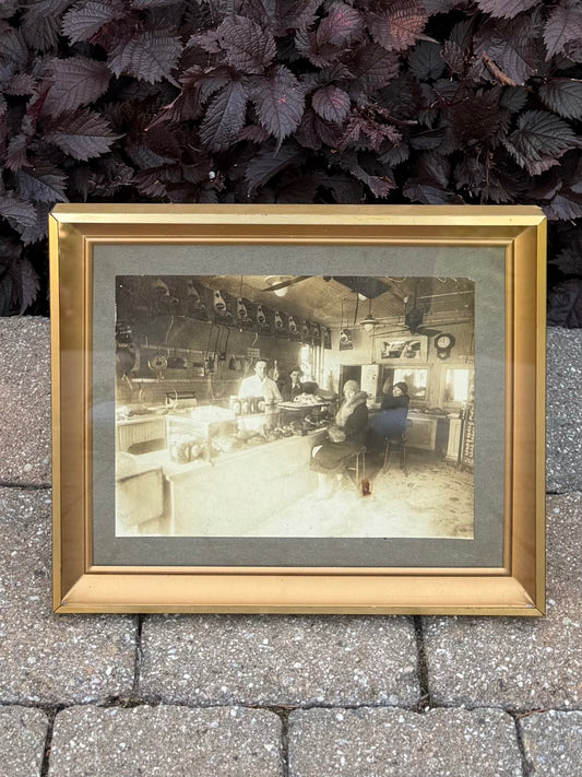 Framed Antique 1900s Cabinet Card General Store Interior Cumberland Market 9x11