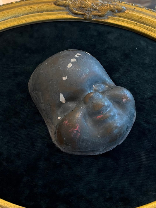 1940s 1950s Cast Metal Baby Doll Face Mold Creepy Industrial Oddity