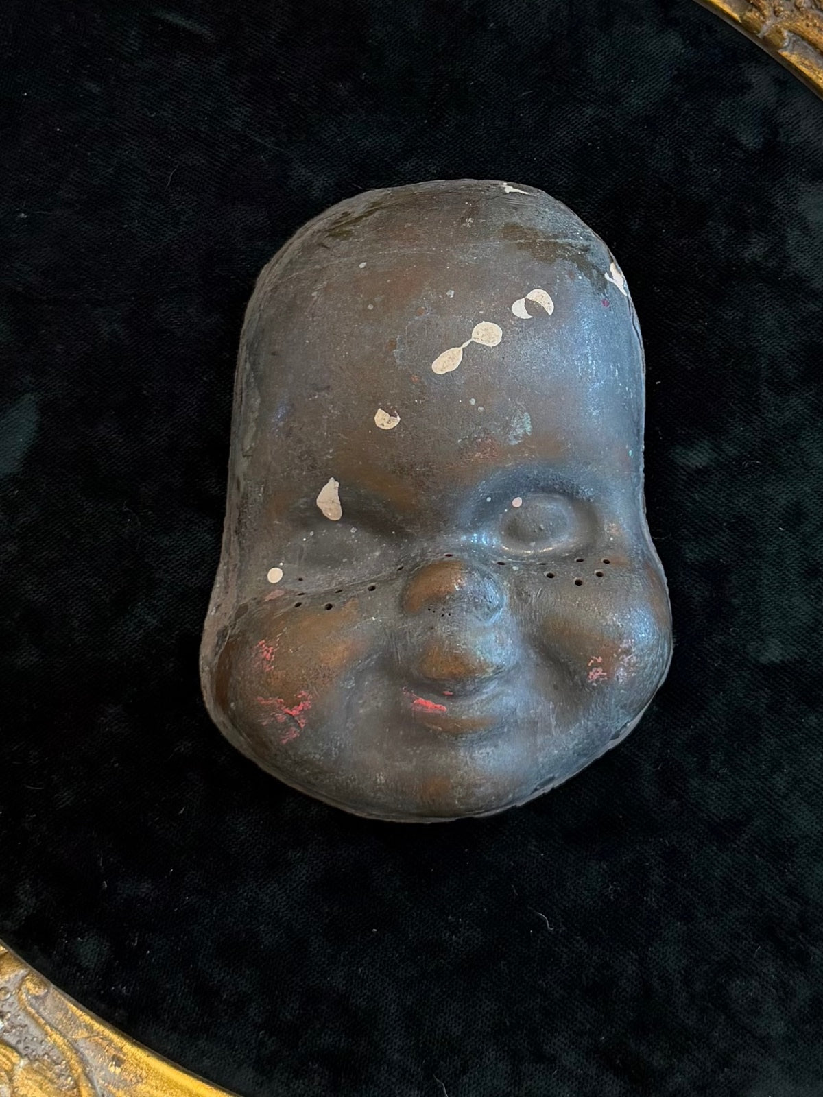 1940s 1950s Cast Metal Baby Doll Face Mold Creepy Industrial Oddity