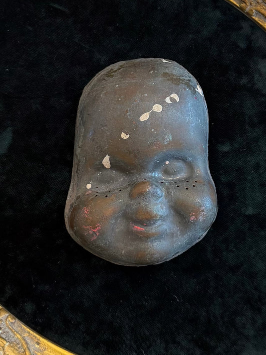 1940s 1950s Cast Metal Baby Doll Face Mold Creepy Industrial Oddity