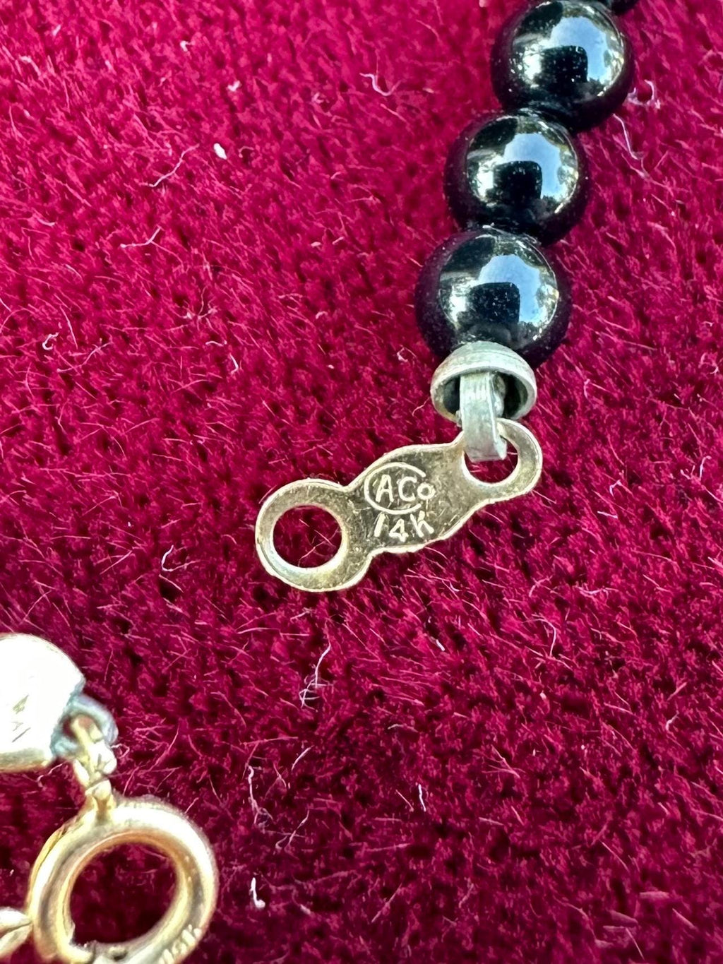Vintage Dainty 14k Yellow Gold Genuine Black Onyx & Freshwater Pearl 4mm Beaded Bracelet 7”
