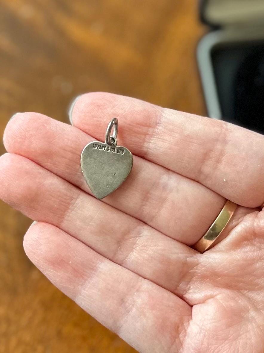 Vintage Signed TIFFANY & CO. Sterling Silver Heart Tag Charm or Pendant