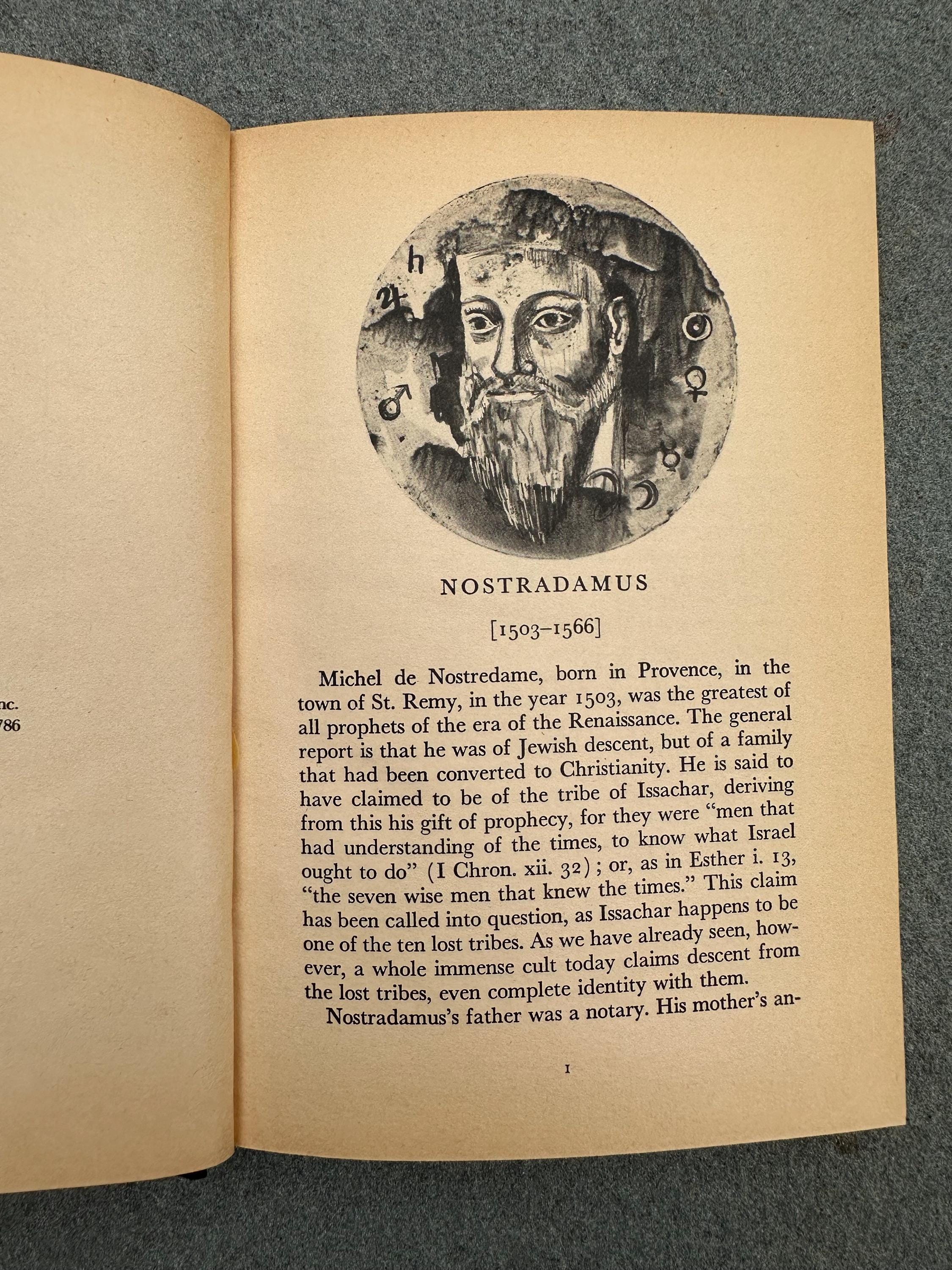 Vintage 1975 The Prophesies of Nostradamus Including the “Preface to My Son” & the “Epistle to Henry II” Hardcover Illustrated Book