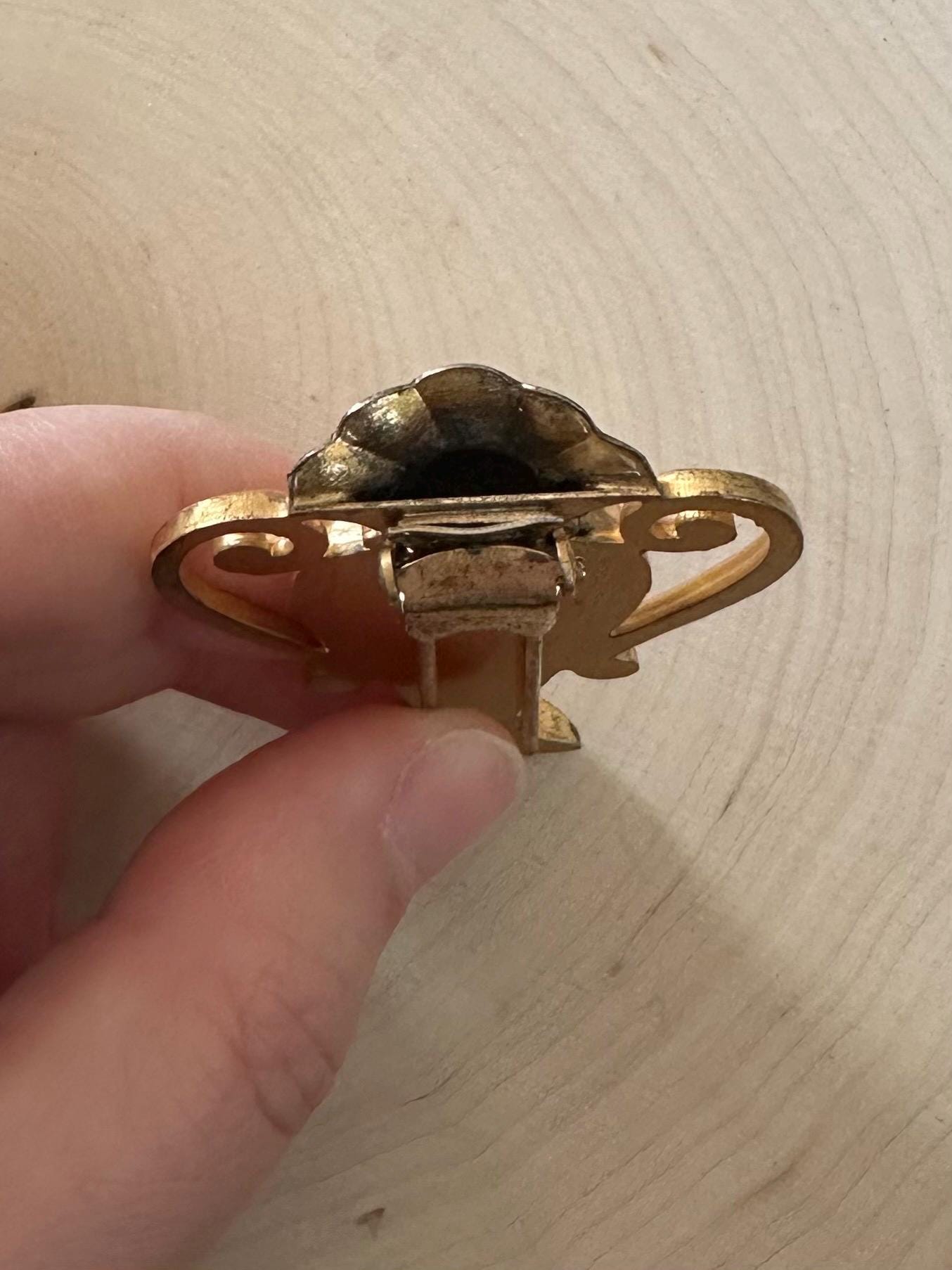 Rare Vintage 1940s 1950s Signed MONET Sterling Silver & Gold Vermeil Urn Brooch Fur Clip with Hand Beaded Wire Wrapped Beaded Flower Bouquet