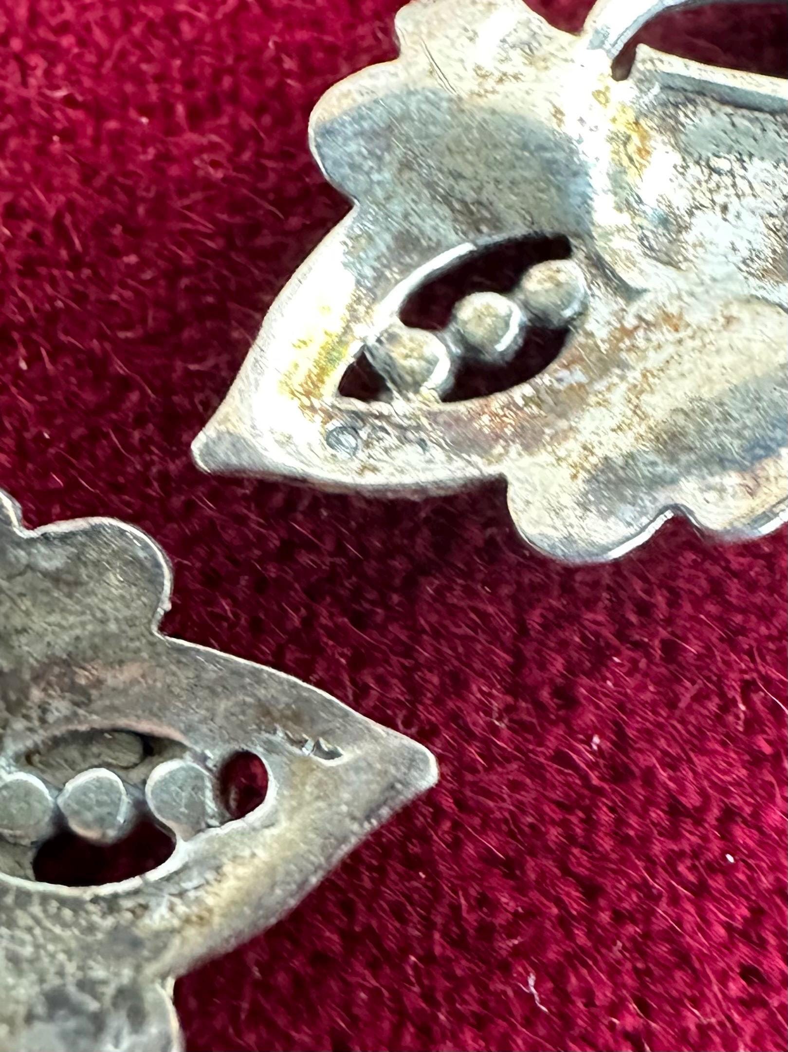 Vintage Sterling Silver Marcasite & Black Onyx Dangle Drop Earrings