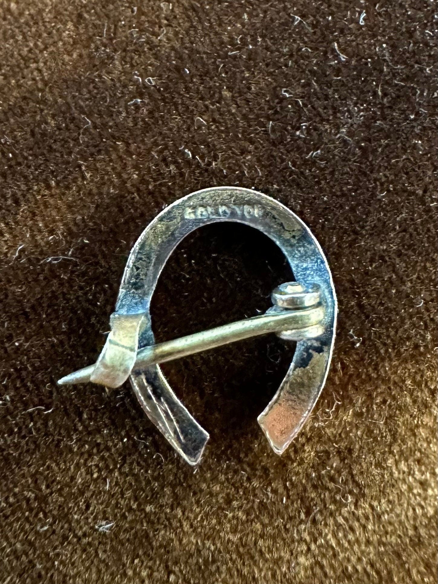 Antique Victorian Mini Gold Top Horseshoe Pin C-Clasp