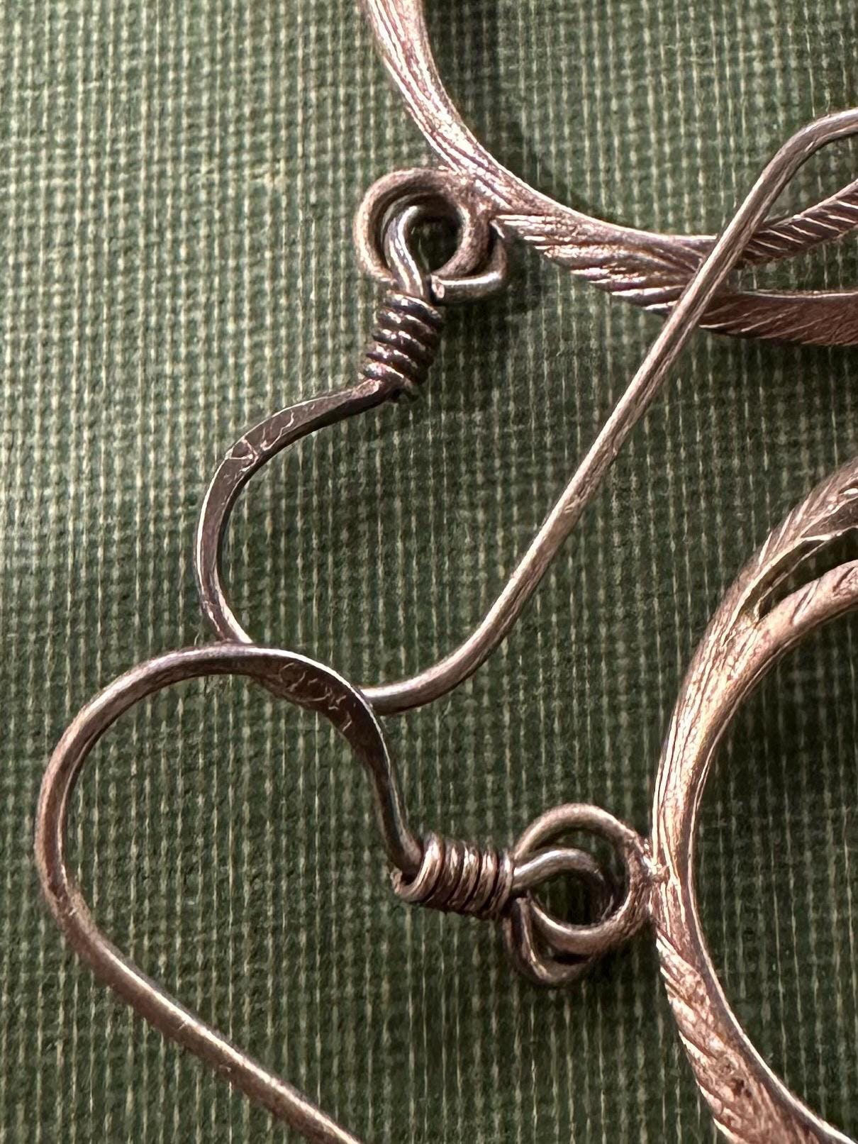 Vintage Sterling Silver 925 Open Circle Ornate Etched Dangle Earrings