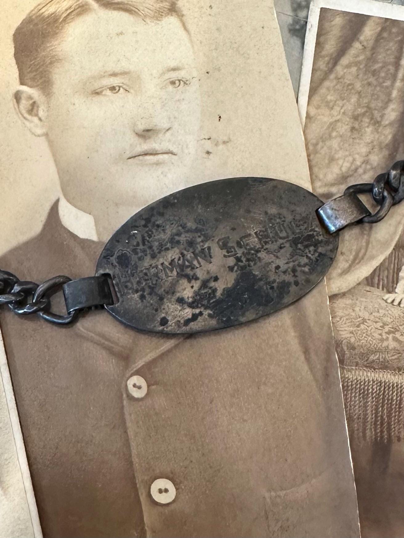 Vintage Sterling Silver Engraved Identification ID Name Plate Curb Link Bracelet “HERMAN SCHULZ”