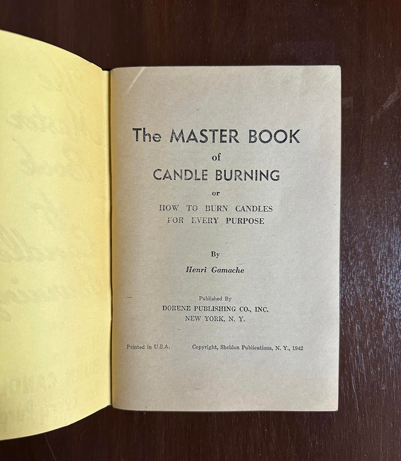 1942 The Master Book of Candle Burning for Every Purpose Henri Gamache Booklet