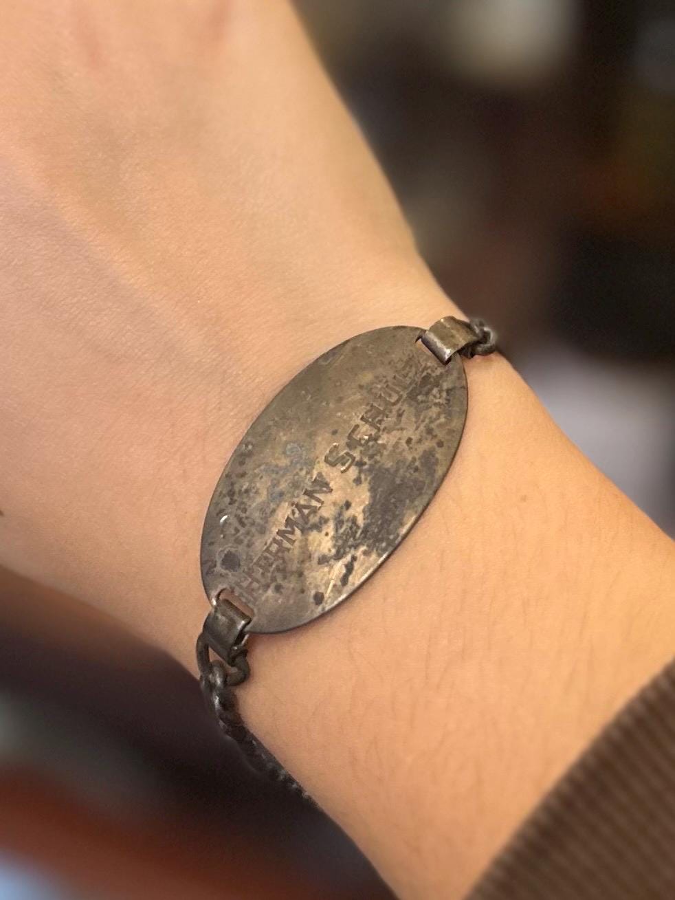 Vintage Sterling Silver Engraved Identification ID Name Plate Curb Link Bracelet “HERMAN SCHULZ”