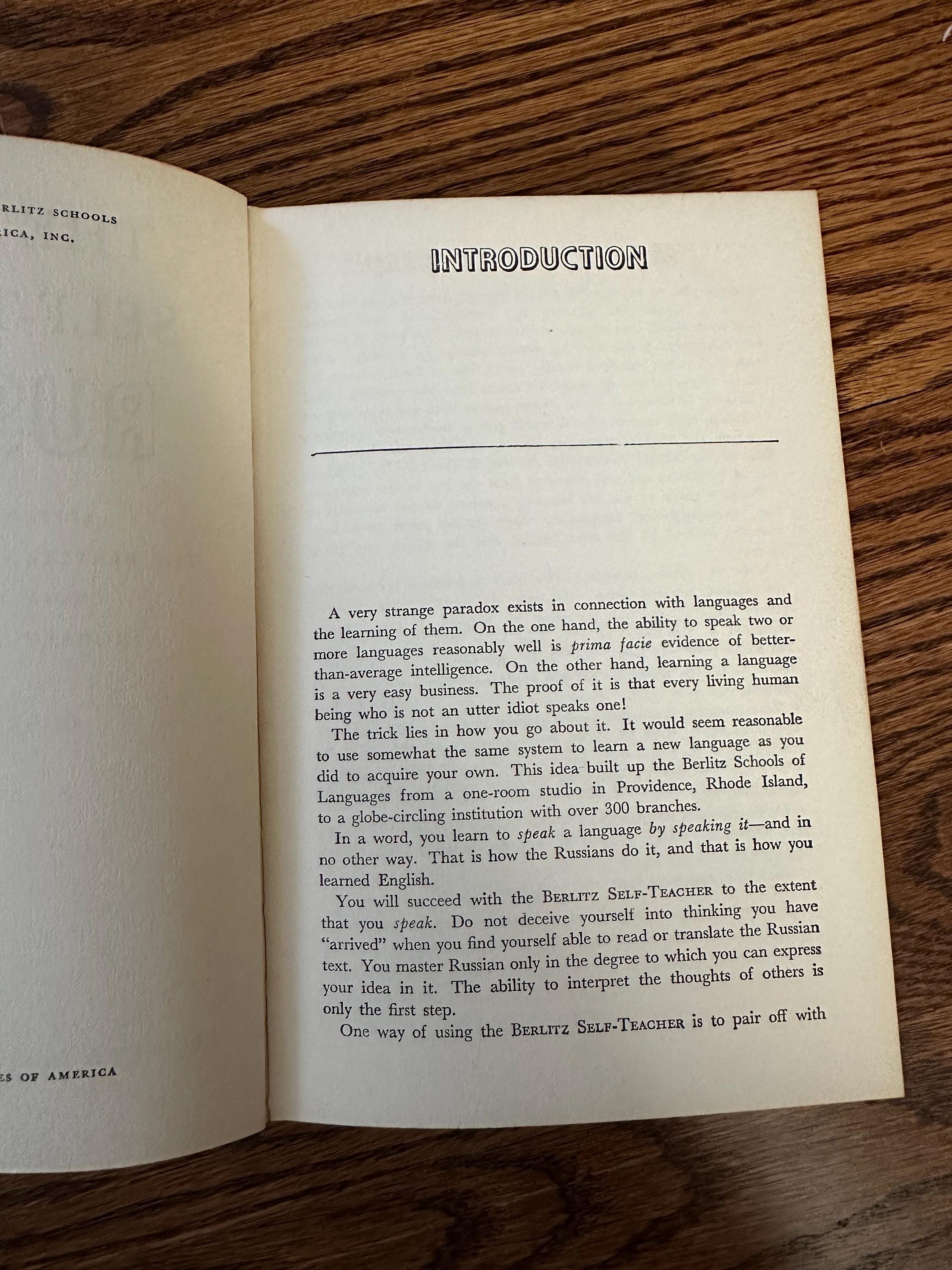 Vintage 1951 The Berlitz Self-Teacher: Russian Hardcover Russian Language Book