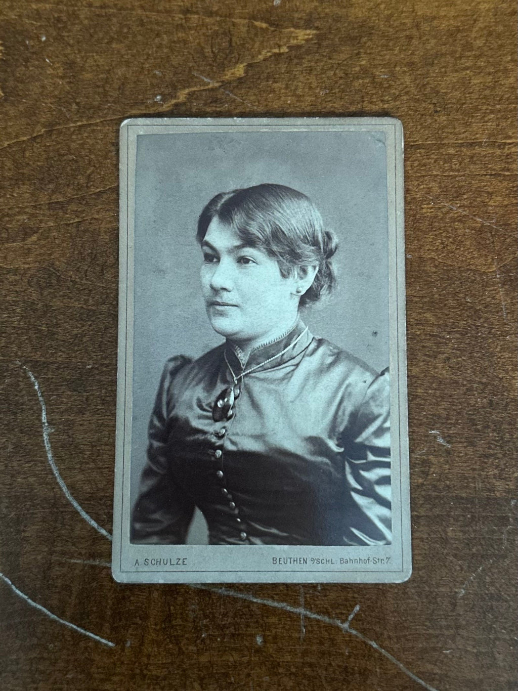 Antique 19th Century A. Schulze Beuthen Bahnhof - Str. 7 German Carte de Viste Portrait of Woman