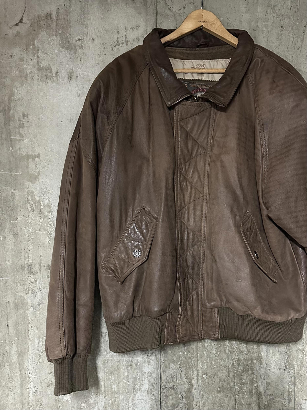1990s Wilson Genuine Leather Brown Bomber Jacket Adventure Bound