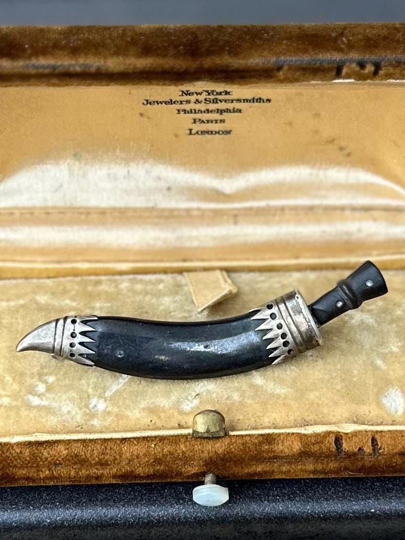 Vintage Circa 1920s Silver Kukri Sword Dagger & Sheath Brooch Pin