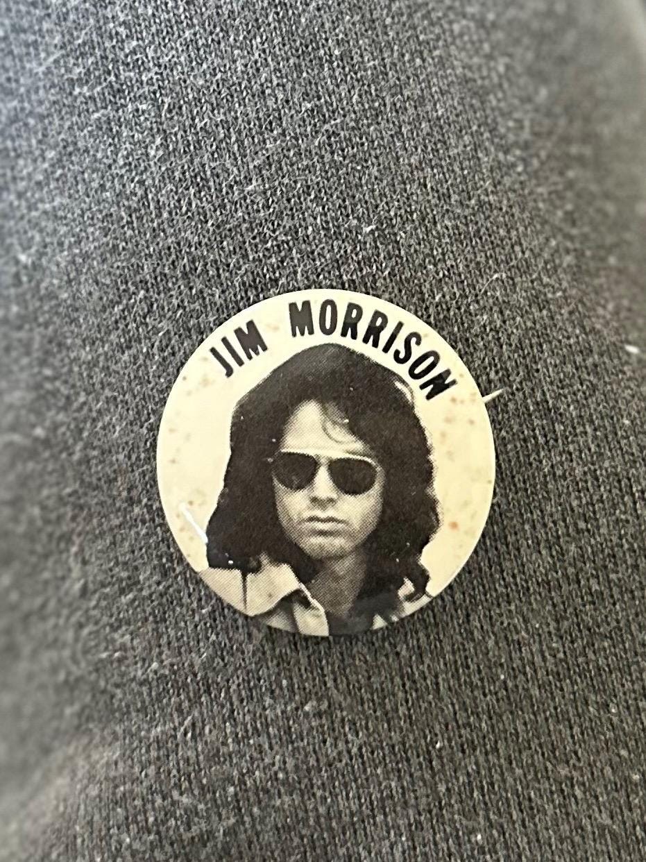 Vintage 1970s Jim Morrison The Doors Button Pin Badge Pinback B&W