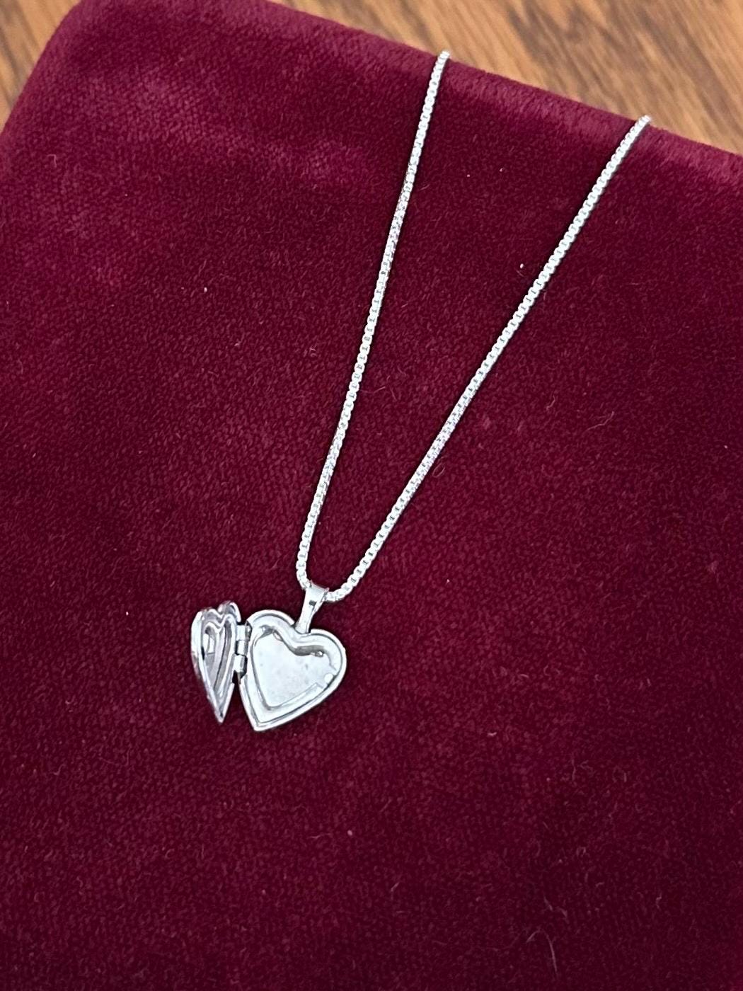 Vintage PPC Sterling Silver Etched Heart Locket Pendant Necklace Dainty 18.25" Princess Pride Creations